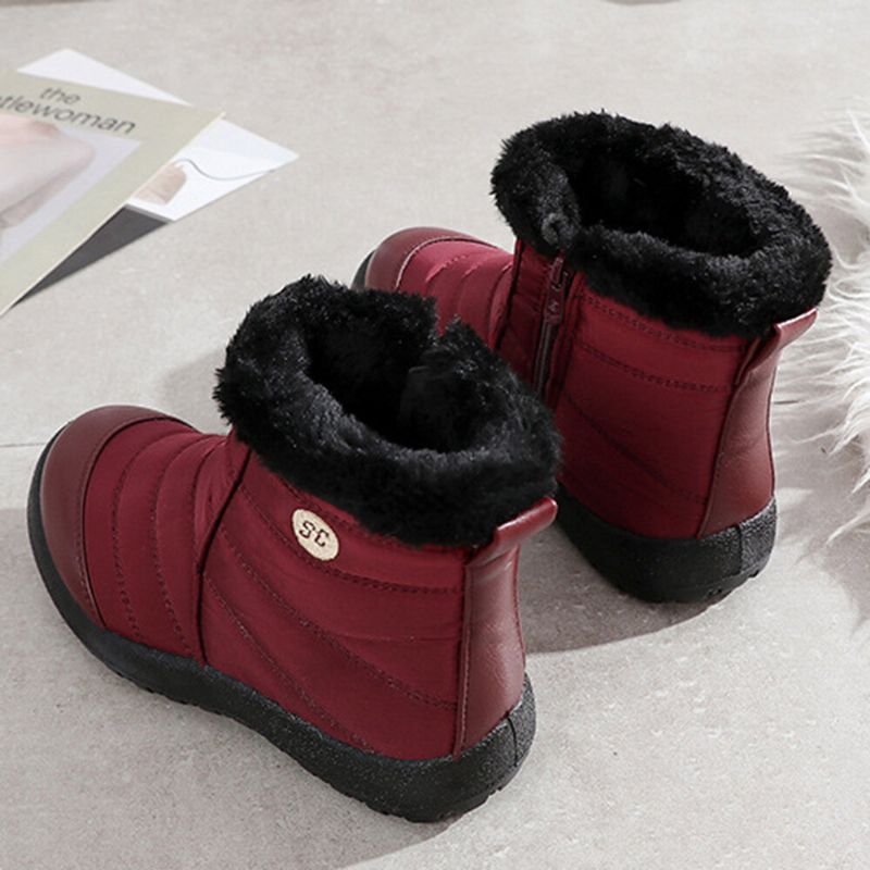 Große Bequeme Warme Wasserdichte Winter-schneestiefel Mit Reißverschluss Für Damen