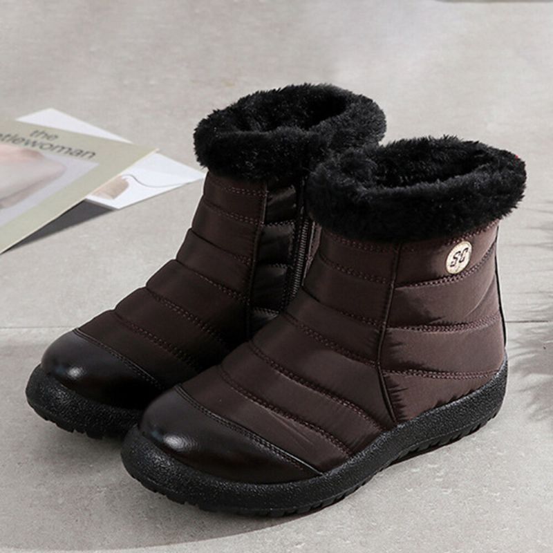 Große Bequeme Warme Wasserdichte Winter-schneestiefel Mit Reißverschluss Für Damen