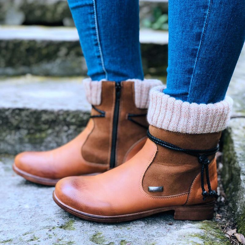 Große Damen-retro-warme Tägliche Winter-sockenspleißstiefel