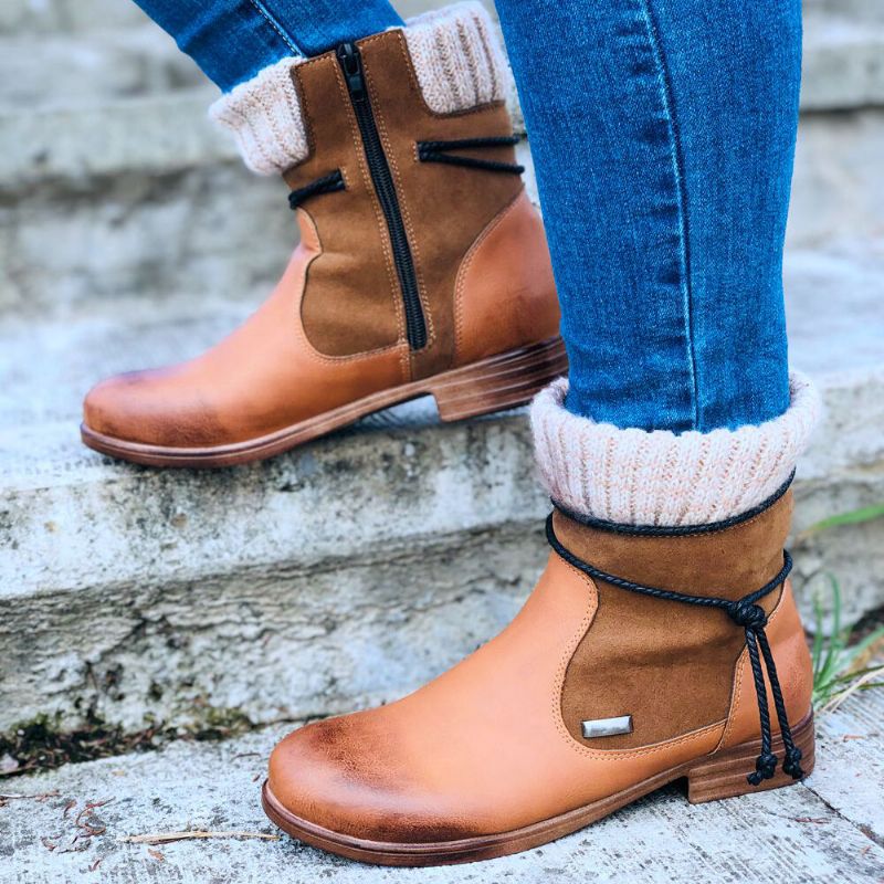 Große Damen-retro-warme Tägliche Winter-sockenspleißstiefel