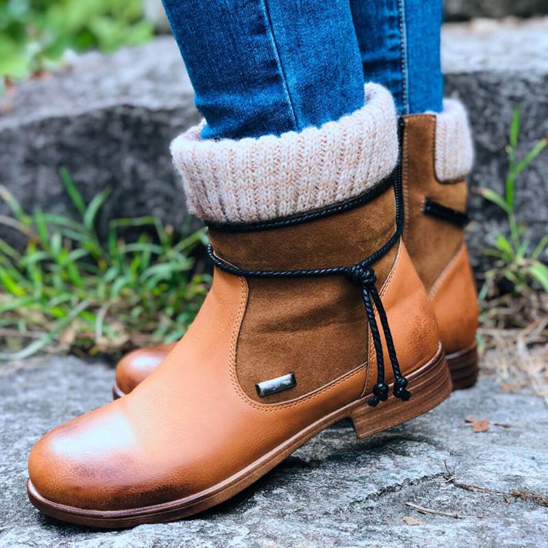 Große Damen-retro-warme Tägliche Winter-sockenspleißstiefel