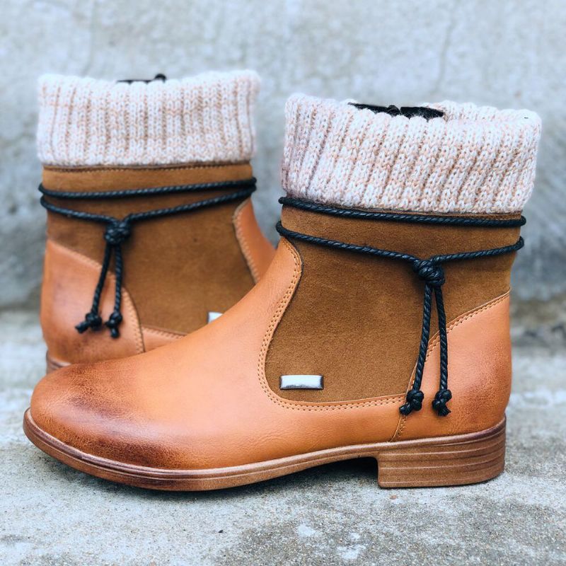 Große Damen-retro-warme Tägliche Winter-sockenspleißstiefel