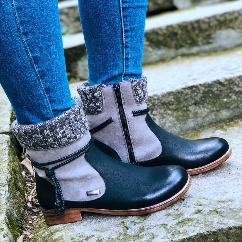 Große Damen-retro-warme Tägliche Winter-sockenspleißstiefel