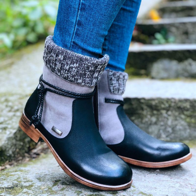 Große Damen-retro-warme Tägliche Winter-sockenspleißstiefel