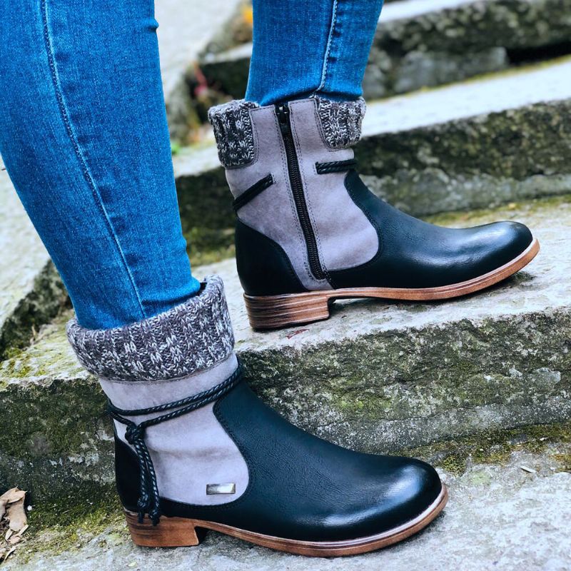 Große Damen-retro-warme Tägliche Winter-sockenspleißstiefel