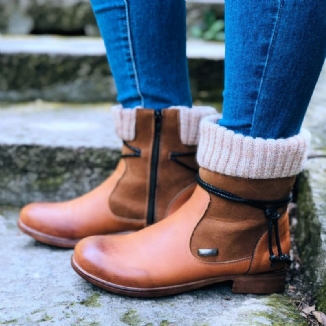 Große Damen-retro-warme Tägliche Winter-sockenspleißstiefel