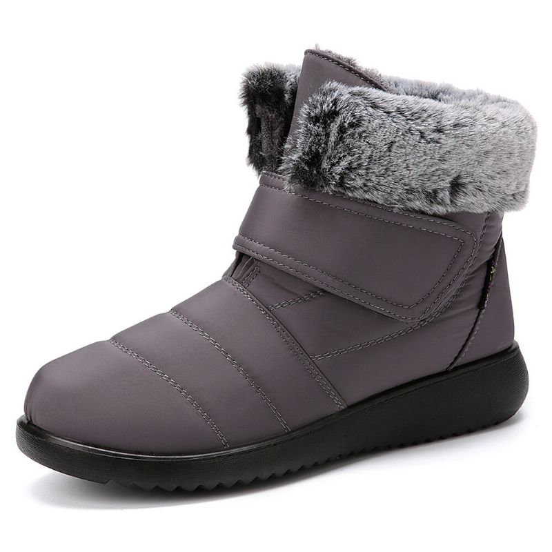 Große Warm Gefütterte Damen-schneestiefel Mit Klettverschluss Und Samt-schneestiefeletten