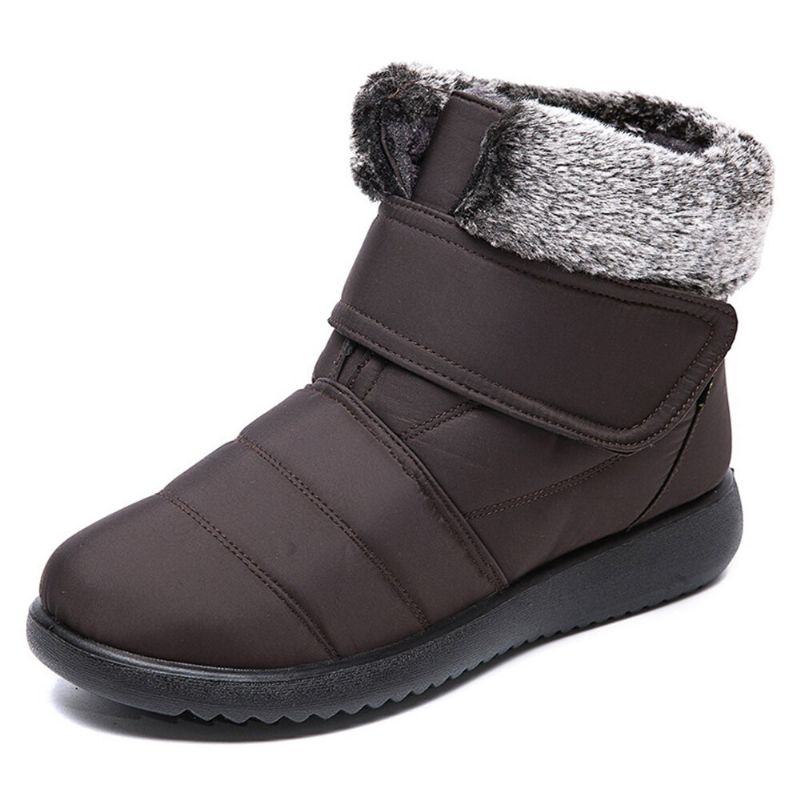 Große Warm Gefütterte Damen-schneestiefel Mit Klettverschluss Und Samt-schneestiefeletten