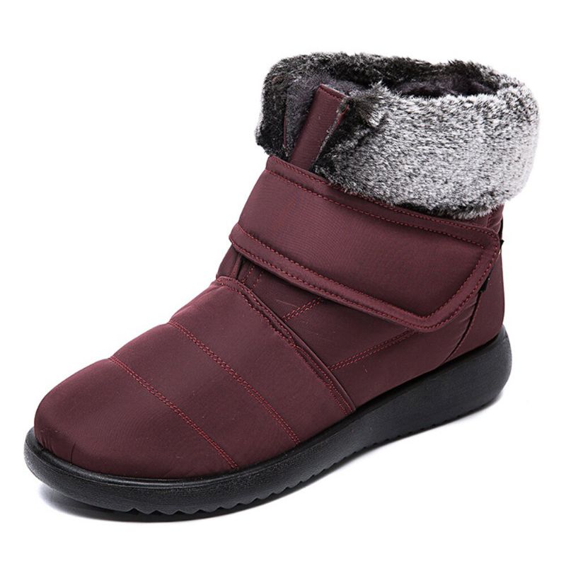 Große Warm Gefütterte Damen-schneestiefel Mit Klettverschluss Und Samt-schneestiefeletten