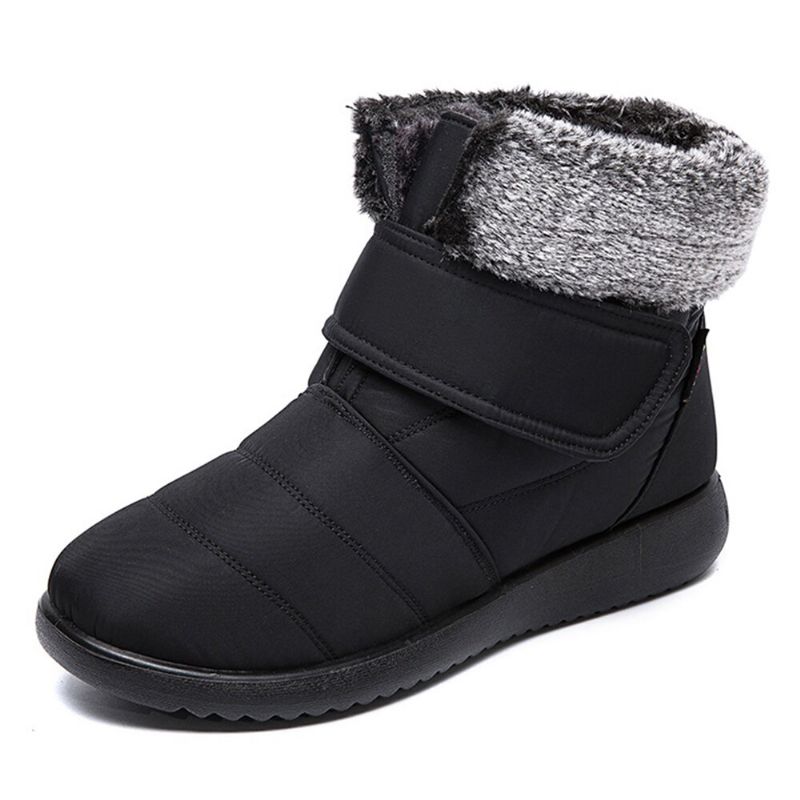 Große Warm Gefütterte Damen-schneestiefel Mit Klettverschluss Und Samt-schneestiefeletten