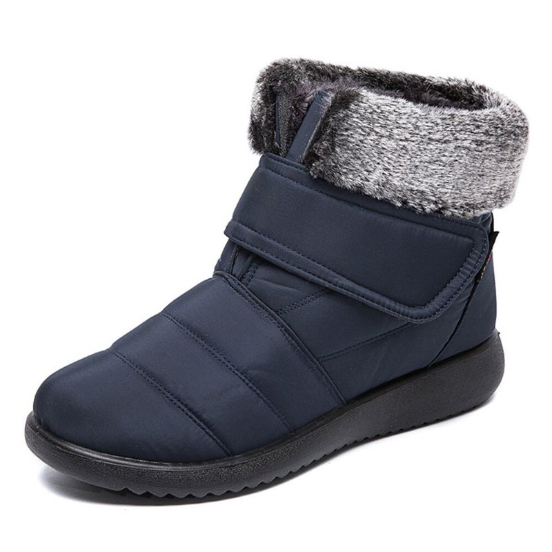 Große Warm Gefütterte Damen-schneestiefel Mit Klettverschluss Und Samt-schneestiefeletten