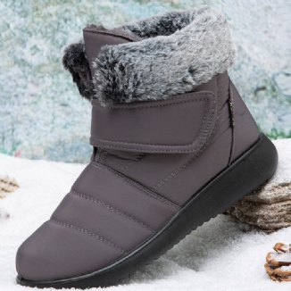 Große Warm Gefütterte Damen-schneestiefel Mit Klettverschluss Und Samt-schneestiefeletten