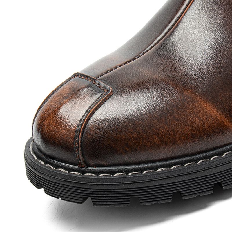 Herren-echtleder-slip-on Rutschfest Plus Warme Chelsea-stiefel Aus Samt Martin-stiefel