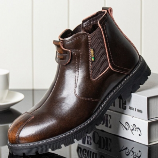 Herren-echtleder-slip-on Rutschfest Plus Warme Chelsea-stiefel Aus Samt Martin-stiefel