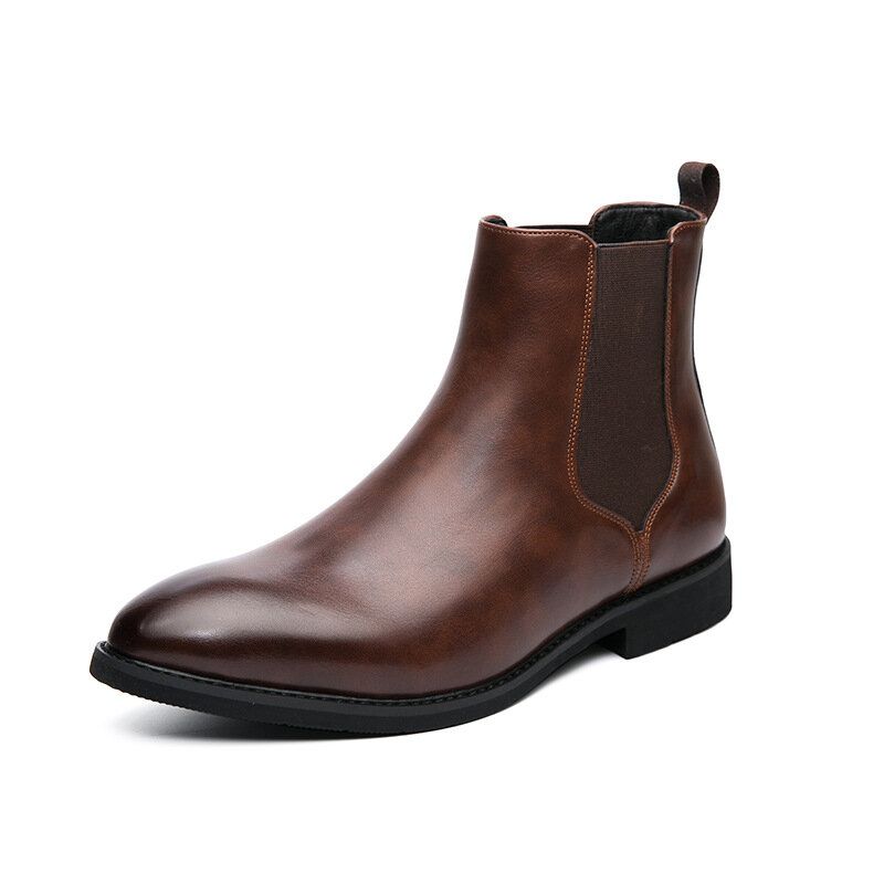 Herren-leder Mit Spitzer Zehenpartie Weicher Sohle Trendiger Slip-on Lässige Chelsea-stiefel