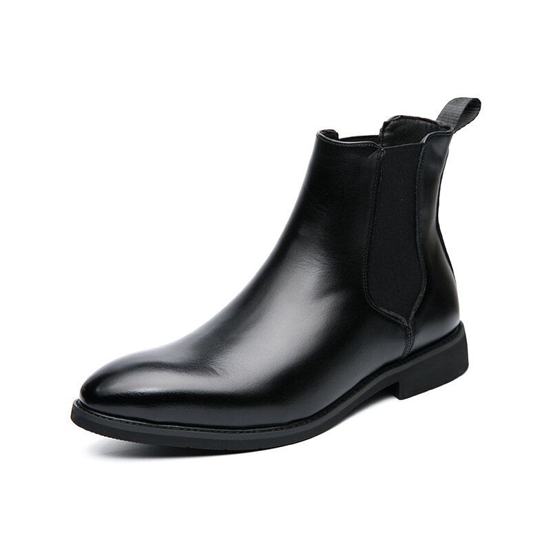 Herren-leder Mit Spitzer Zehenpartie Weicher Sohle Trendiger Slip-on Lässige Chelsea-stiefel