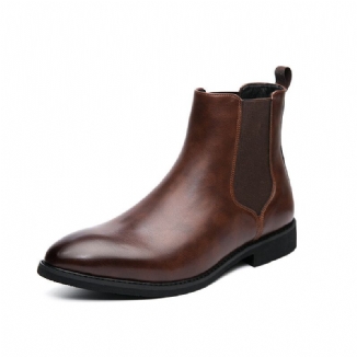 Herren-leder Mit Spitzer Zehenpartie Weicher Sohle Trendiger Slip-on Lässige Chelsea-stiefel