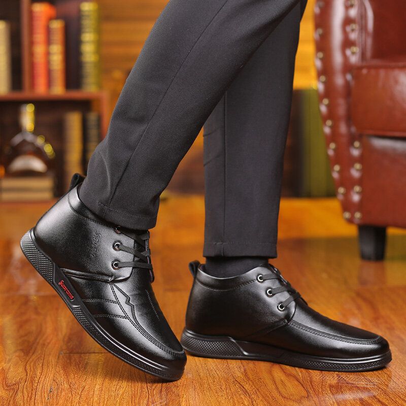 Herren Mikrofaser Leder Warm Soft Sole Business Casual Stiefeletten