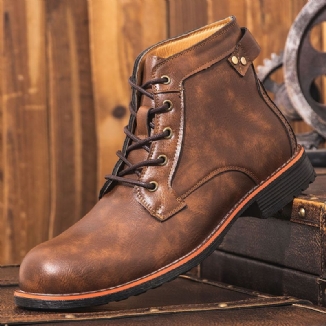 Herren-motorradstiefel Aus Mikrofaserleder Mit Runder Zehenpartie Martin Boots