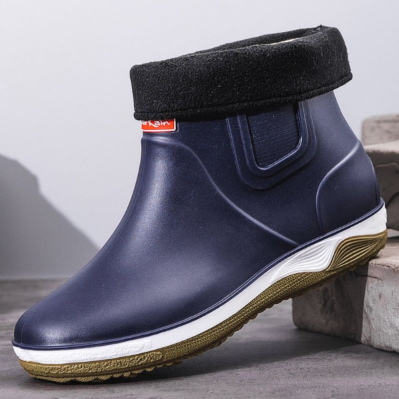 Herren Regenstiefel Mit Warmem Plüschfutter Und Weicher Sohle Rutschfest