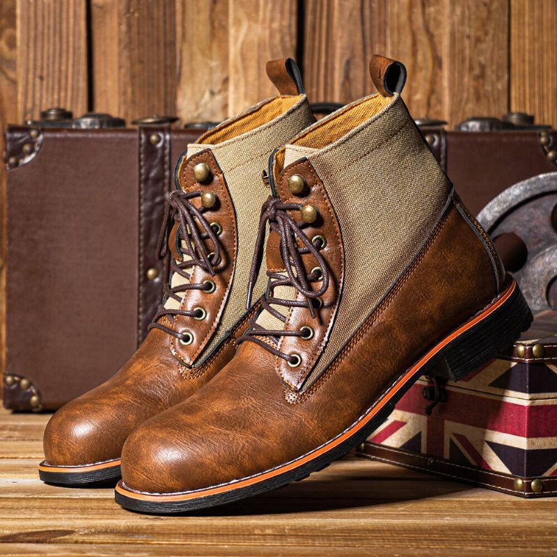 Herren Retro Lässige Rutschfeste Gespleißte Kurze Business-stiefel