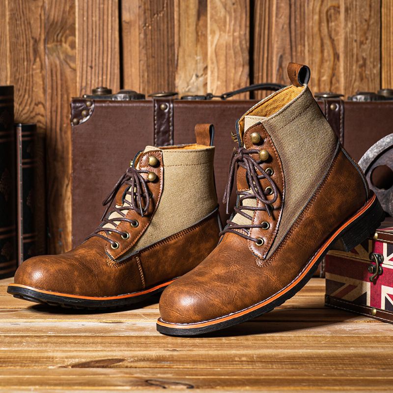 Herren Retro Lässige Rutschfeste Gespleißte Kurze Business-stiefel