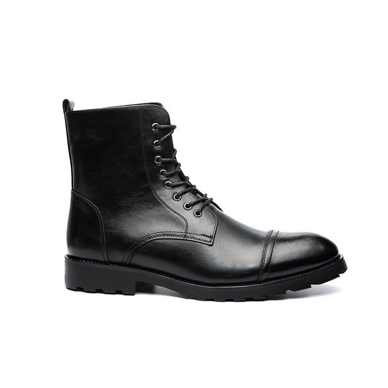 Herren Rindsleder Bequeme Weiche Sohle Vintage Business Schnürstiefel