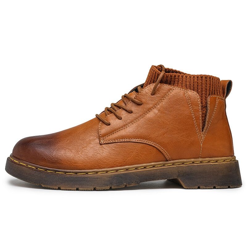 Kurze Bequeme Rutschfeste Herren-schnürstiefel Im Retro-stil