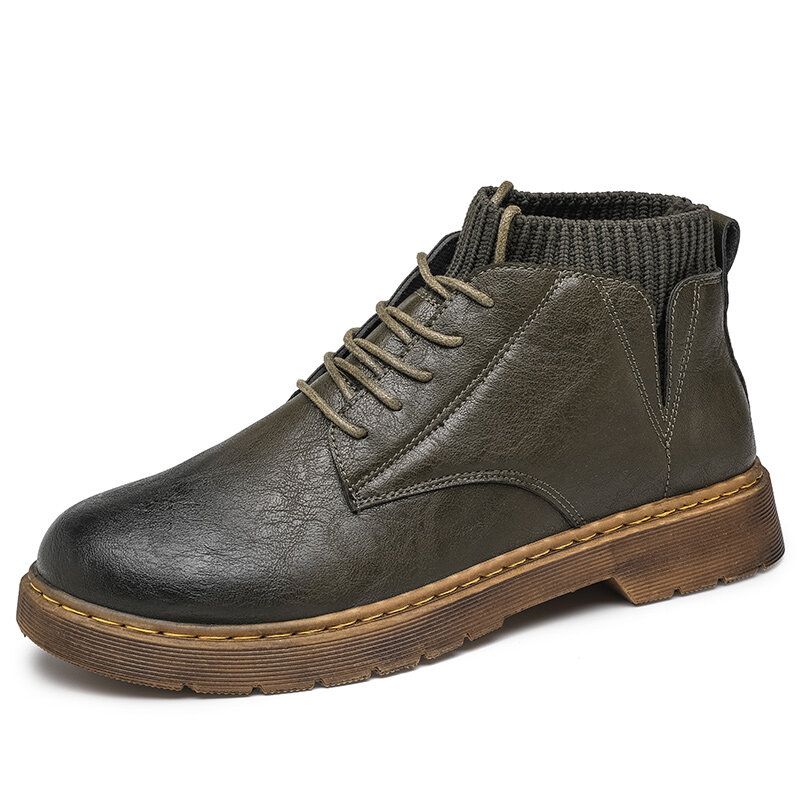 Kurze Bequeme Rutschfeste Herren-schnürstiefel Im Retro-stil