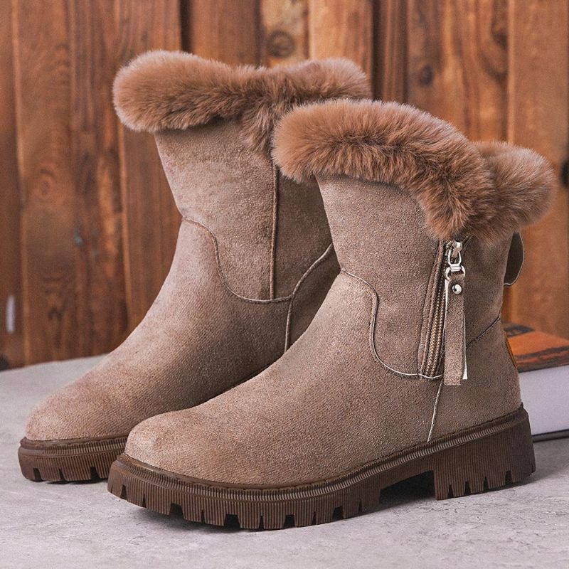 Lässige Bequeme Winter-schneestiefel Mit Seitlichem Reißverschluss Für Damen In Großen Größen