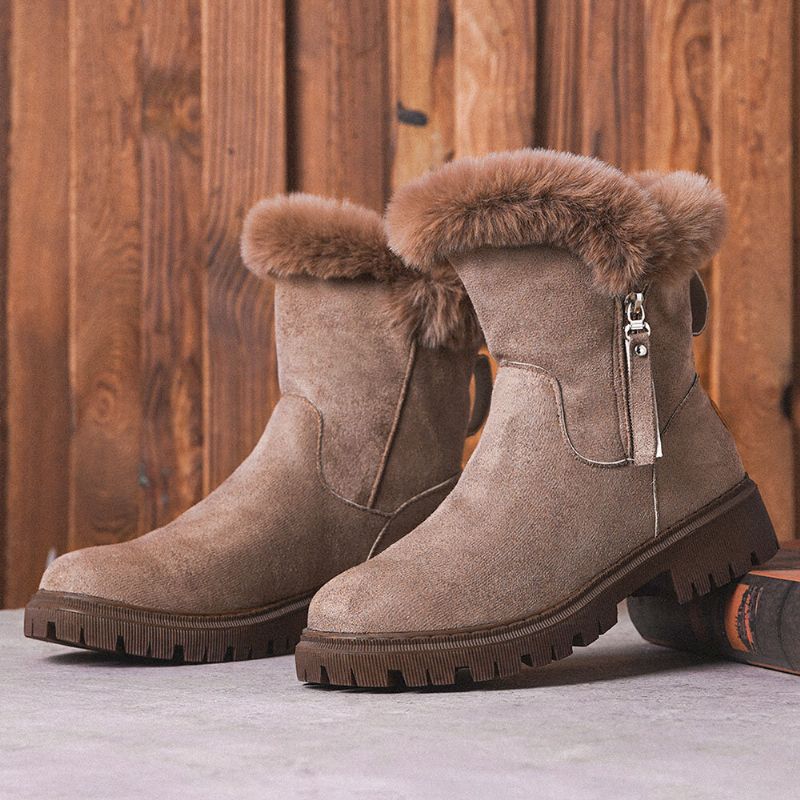 Lässige Bequeme Winter-schneestiefel Mit Seitlichem Reißverschluss Für Damen In Großen Größen