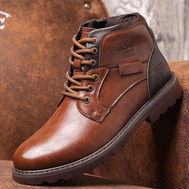 Lässige Stiefeletten Aus Weichem Leder Im Retro-cowboy-stil Für Herren