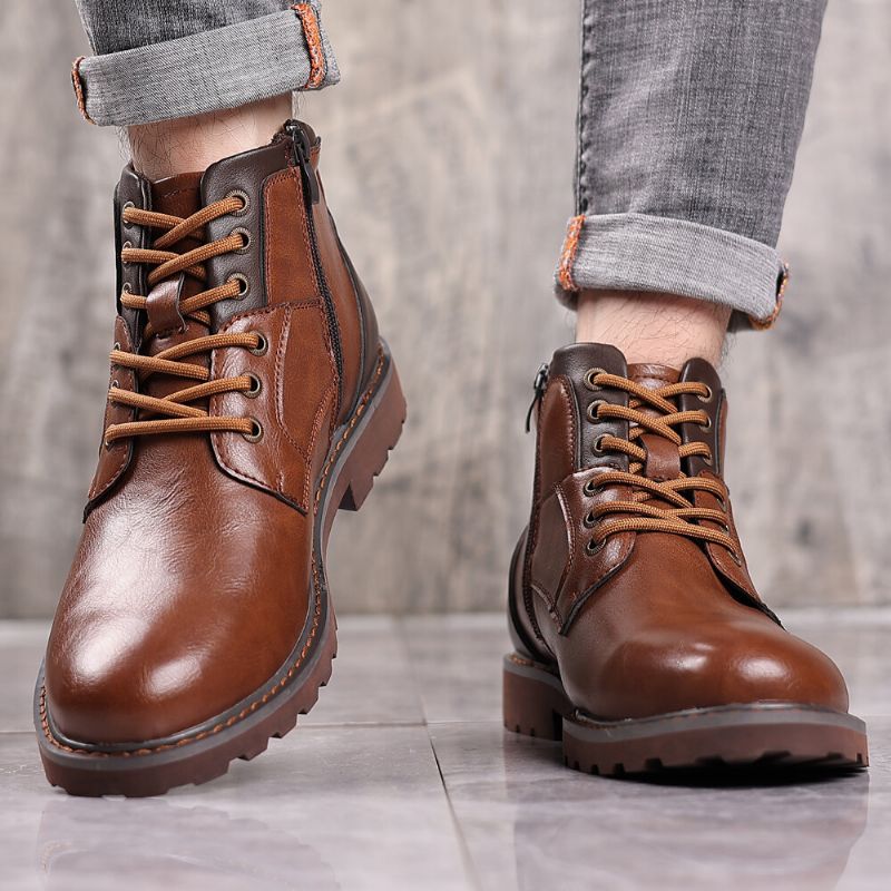 Lässige Stiefeletten Aus Weichem Leder Im Retro-cowboy-stil Für Herren