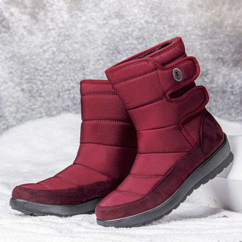 Lässige Wasserdichte Warme Damen-schneestiefel Mit Klettverschluss Und Kurzer Wade