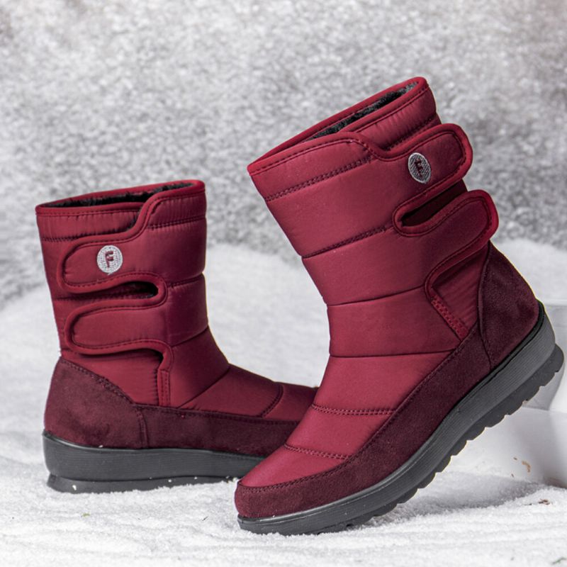 Lässige Wasserdichte Warme Damen-schneestiefel Mit Klettverschluss Und Kurzer Wade