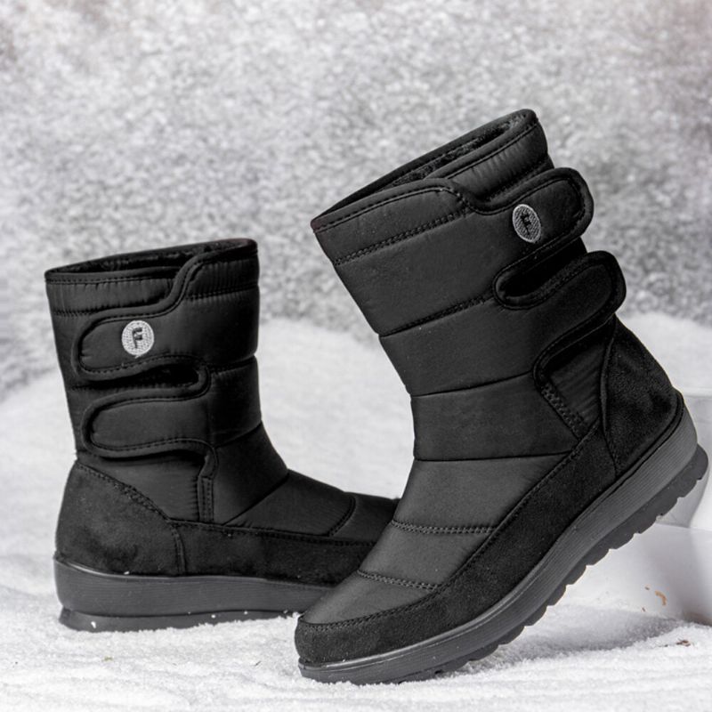 Lässige Wasserdichte Warme Damen-schneestiefel Mit Klettverschluss Und Kurzer Wade