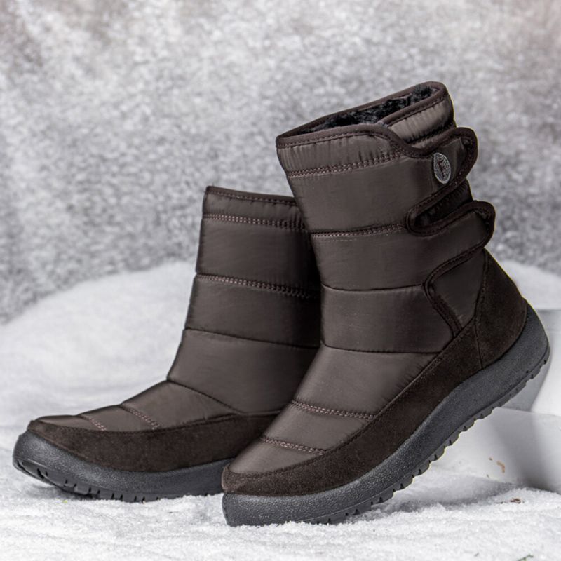 Lässige Wasserdichte Warme Damen-schneestiefel Mit Klettverschluss Und Kurzer Wade