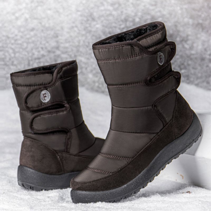 Lässige Wasserdichte Warme Damen-schneestiefel Mit Klettverschluss Und Kurzer Wade