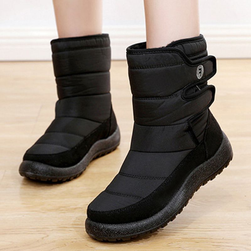 Lässige Wasserdichte Warme Damen-schneestiefel Mit Klettverschluss Und Kurzer Wade