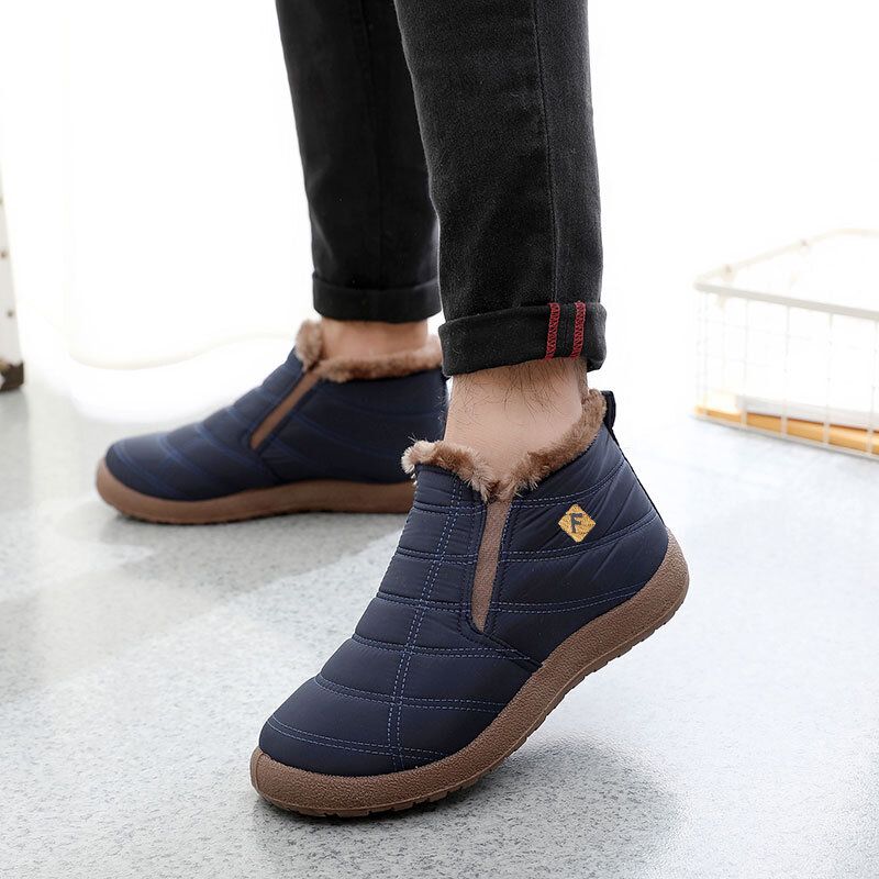 Leichte Bequeme Slip-on-high-top-plus-samt-warme Schneestiefel Für Herren Baumwollschuhe