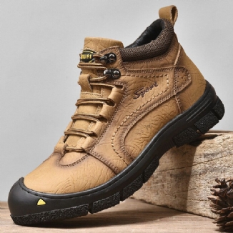 Männer Rindsleder Verdicken Warmes Plüschfutter Outdoor Casual Tooling Boots