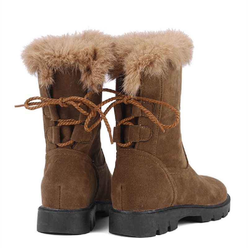 Plus Size Damen Lässige Riemen Warmes Plüschfutter Mittlere Waden Schneestiefel