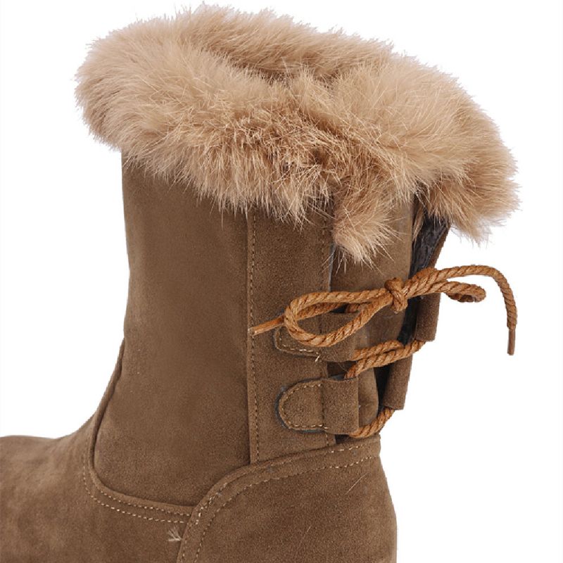 Plus Size Damen Lässige Riemen Warmes Plüschfutter Mittlere Waden Schneestiefel