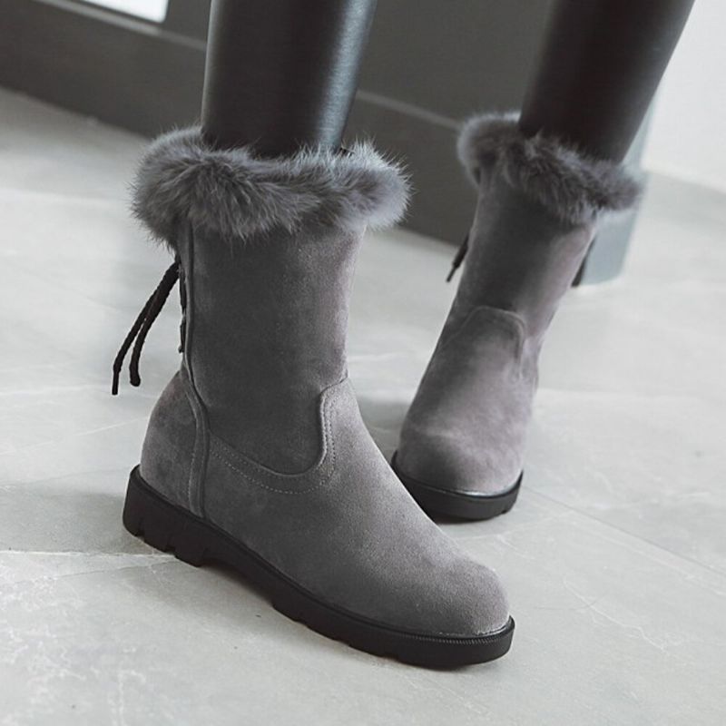 Plus Size Damen Lässige Riemen Warmes Plüschfutter Mittlere Waden Schneestiefel