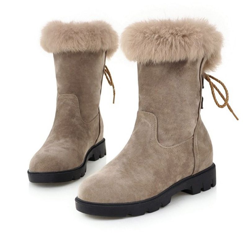 Plus Size Damen Lässige Riemen Warmes Plüschfutter Mittlere Waden Schneestiefel