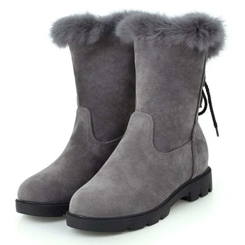 Plus Size Damen Lässige Riemen Warmes Plüschfutter Mittlere Waden Schneestiefel