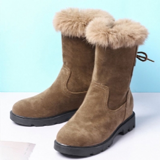 Plus Size Damen Lässige Riemen Warmes Plüschfutter Mittlere Waden Schneestiefel