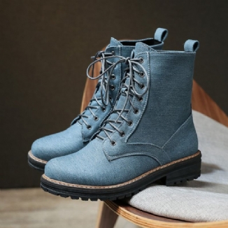 Plus Size Damen Lässige Schnürstiefel Aus Segeltuch