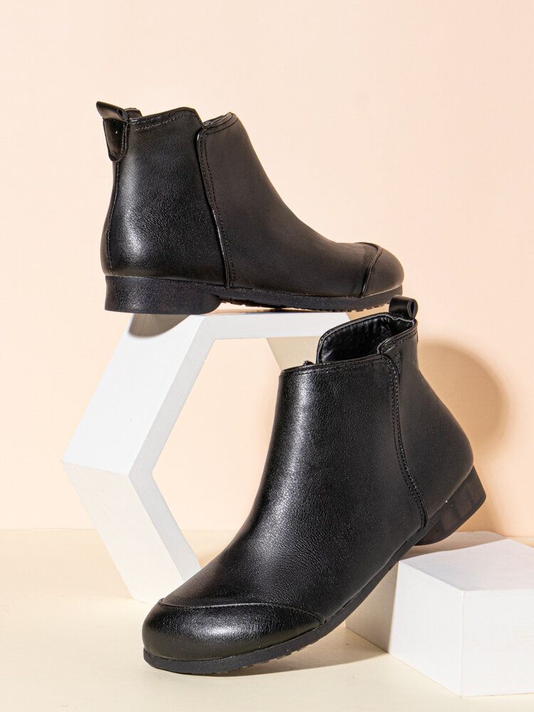 Plus Size Damen Retro Solid Soft Side Zipper Ankle Boots