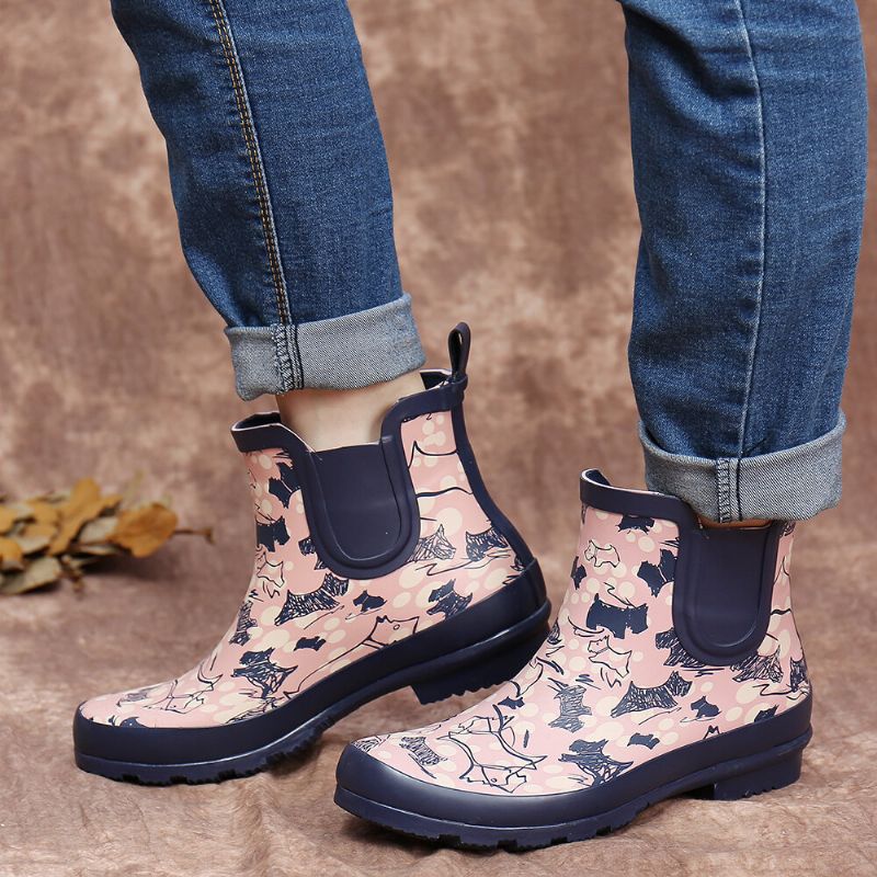 Rutschfeste Wasserdichte Chelsea-booties Aus Naturkautschuk. Regenstiefel